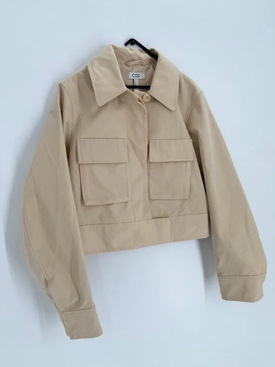 Cos Cropped Utility Jacket In Beige - Picture 3 of 6
